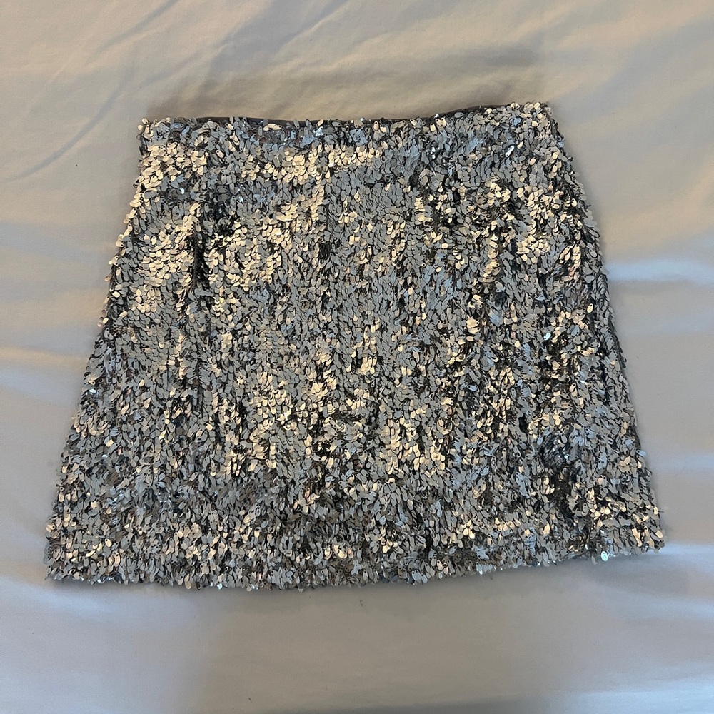 GB Tear Drop Sequin Mini Skirt - Silver